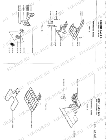 Взрыв-схема плиты (духовки) Aeg 52081B-B - Схема узла Electrical equipment